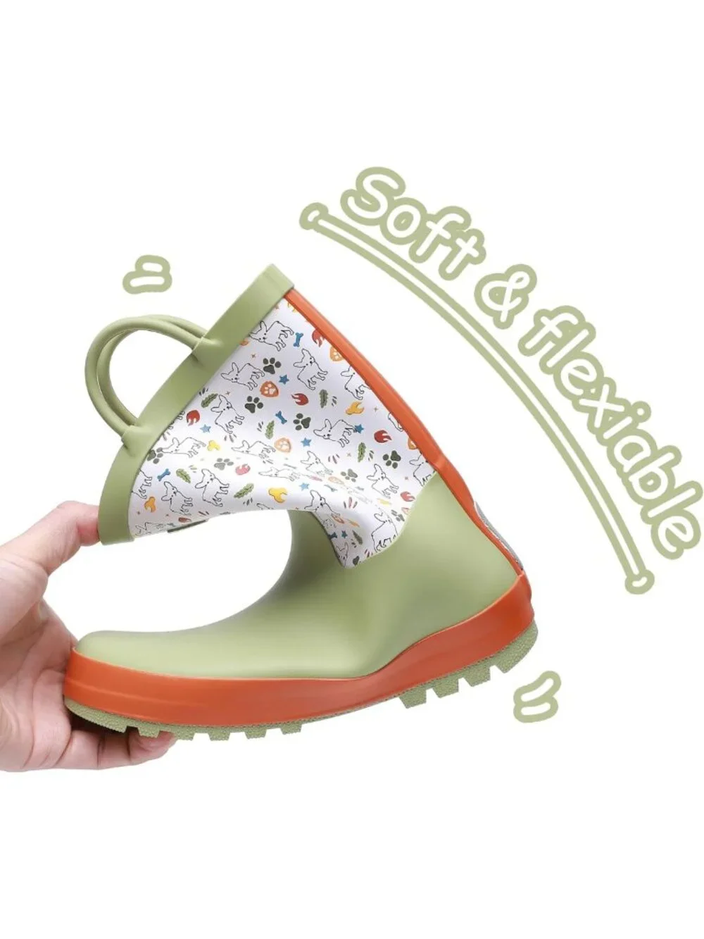 Waterproof Toddler Rain Boots with Easy-On Handles | Fun Printed Kids Outdoor